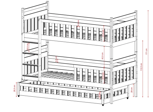 OLIWIA 80x160 blue bunk bed Lano Furniture