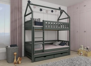 IGA 80x160 graphite house bunk bed Lano Furniture