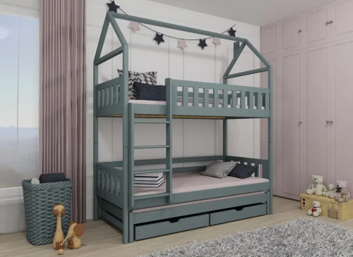 IGA 80x160 grey house bunk bed Lano Furniture