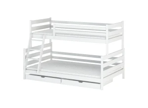 FAMI 90x200/120x200 Biela poschodová posteľ so širším lôžkom Lano Nábytok