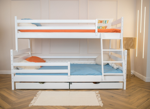 FAMI 90x200/120x200 Biela poschodová posteľ so širším lôžkom Lano Nábytok