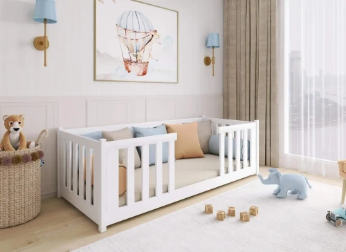 FERO 90x190 Biela detská Montessori podlahová posteľ Lano Nábytok