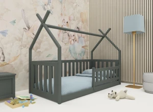BOGUŚ 80x160 grafitová detská Montessori podlahová posteľ tipi Lano Nábytok