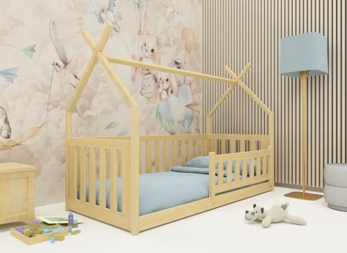 BOGUŚ 80x180 borovica detská Montessori podlahová posteľ tipi Lano Nábytok