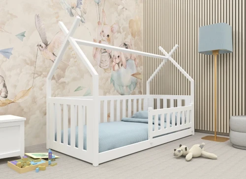 BOGUŚ 80x190 biela detská Montessori podlahová posteľ tipi Lano Nábytok