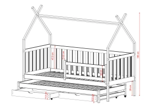 TYTUS 80x160 blue tipi bunk bed Lano Furniture