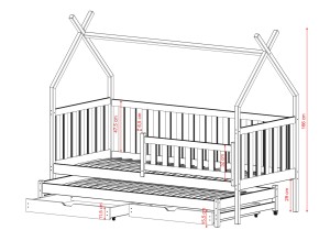 TYTUS 90x190 pink tipi bunk bed Lano Furniture