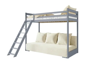 SOFINO 90x200/140x200 popolové lôžko na poschodovej posteli s rozkladacou pohovkou béžová látka poso 38 Lano Nábytok