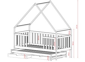 MAGIC 80x200 grey bunk bed house Lano Furniture