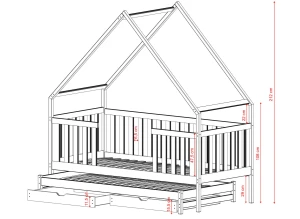 MAGIC 90x200 graphite bunk bed house Lano Furniture