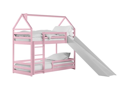 PLAY 80x200 pink bunk bed with a slide Lano Furniture