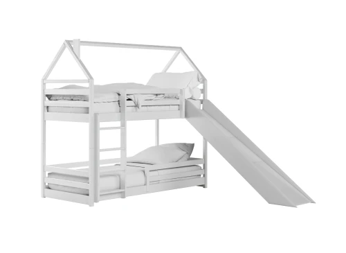 PLAY 90x200 white bunk bed with a slide Lano Furniture