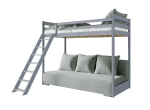 SOFINO 90x200/140x200 popolové lôžko na poschodovej posteli s rozkladacou pohovkou sivá látka zoom 15 sage Lano Nábytok