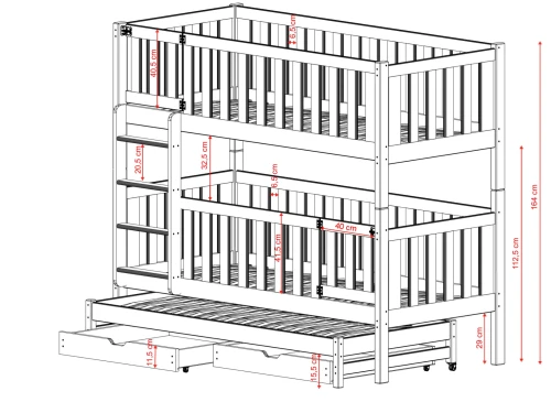 AGATHA 80x180 olive green bunk bed Lano Furniture