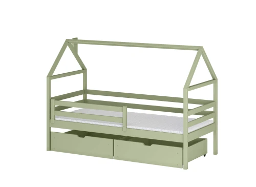 ARON 80x170 olive green single children's house bed Lano Furniture