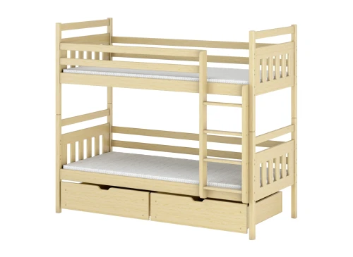 ADAŚ 80x160 Unvarnished Wood Bunk Bed Lano Furniture