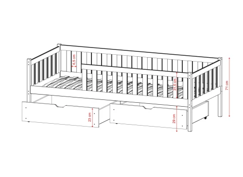 ANTONIO 90x200 Unvarnished Wood Children's Bed Lano Furniture