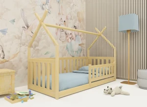 BOGUŚ 80x160 unpainted wood children's bed Montessori teepee Rope Furniture