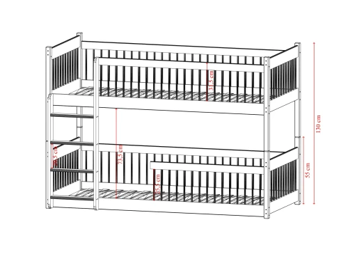 BOSTON 90x190 unpainted wood bunk bed Lano Furniture
