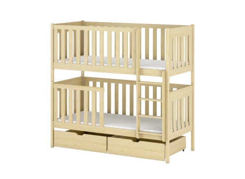 DAWID 80x190 Unvarnished Wood Bunk Bed Lano Furniture