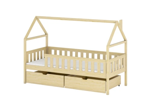 DOMI 80x160 Unvarnished Wooden Children's Single Bed - Lano Furniture