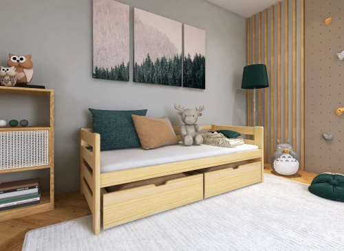 ERGO 90x190 Unvarnished Wood Children's Single Bed Lano Furniture