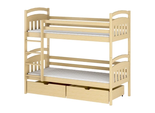 GABI 80x180 Untreated Wooden Bunk Bed
