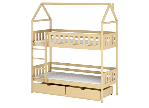 GAJA 90x190 Unvarnished Wood Bunk Bed by Lano Furniture