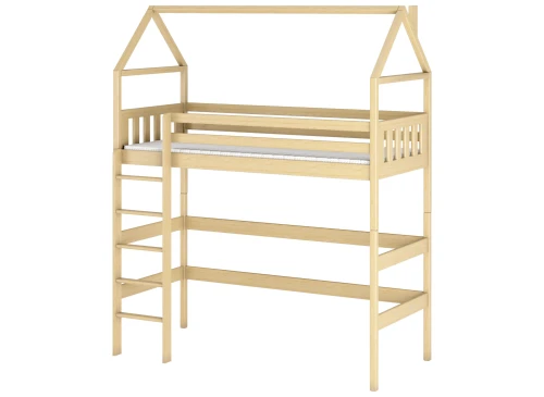 GLORIA 80x170 Unvarnished Wood Loft Bed Single Lano Furniture