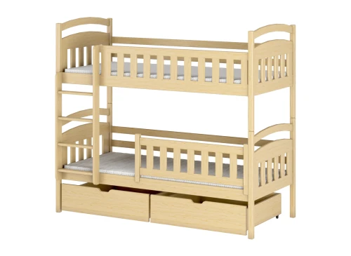 IGNAS 80x160 Untreated Wooden Bunk Bed by Lano Meble