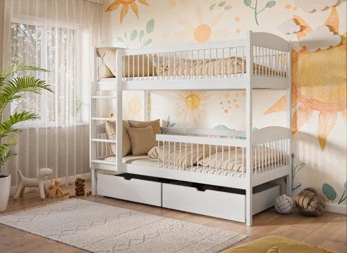 LUNA 80x180 Untreated Wood Bunk Bed