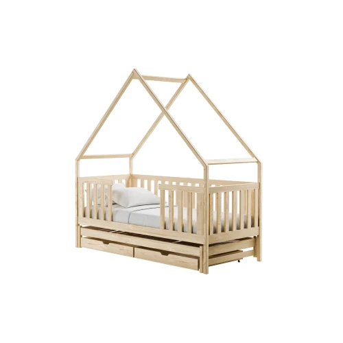 MAGIC 80x180 Unlacquered Wood Double Pull-Out House Bed Lano Furniture