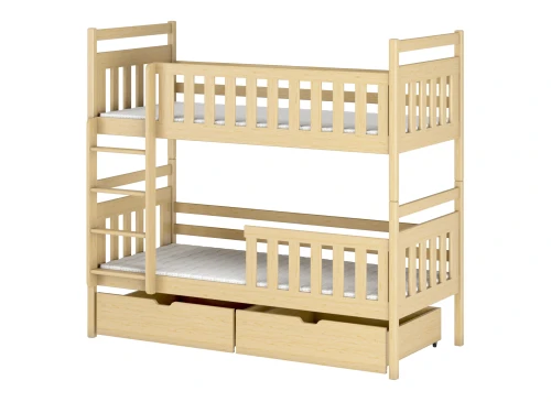 MONIKA 90x190 Unvarnished Wood Bunk Bed Lano Furniture
