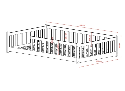 OTIS 120x200 nenatřené dřevo dětská postel Montessori Lano Nábytek