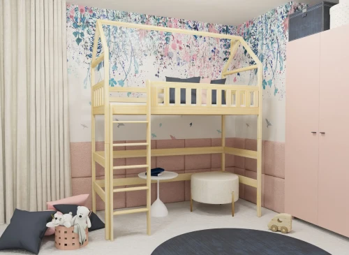 OTYLIA 90x200 Unpainted Wood Single High Sleeper Loft Bed Lano Meble