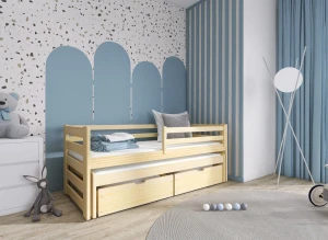 SENSO 90x180 Unpainted Wood Double Pull-out Bed Lano Meble