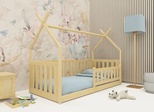 SIMBA 80x190 Unvarnished Wood Single Tipi Kids' Bed | Lano Meble