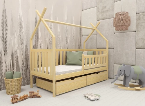 SIMBA 80x200 Unlacquered Wooden Children's Single Tipi Bed by Lano Furniture