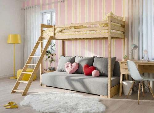 SOFINO 90x200/140x200 Loft Bed Unvarnished Wood with Fold-Out Sofa Fabric Grey Zoom 15 Sage Lano Furniture