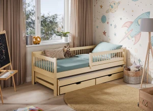 SOFTI 90x190 Unvarnished Wood Children's Bed | Lano Meble