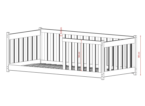 CONCEPT 80x160 Unlacquered Wood Montessori Floor Bed Children's Playpen Lano Furniture