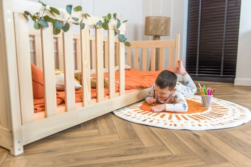 CONCEPT 80x200 Untreated Wood Montessori Floor Bed Children's Playpen Lano Furniture