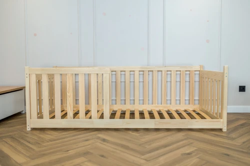 CONCEPT 80x200 Untreated Wood Montessori Floor Bed Children's Playpen Lano Furniture