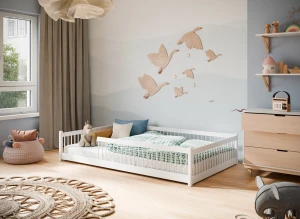 JUNIOR 120x200 white Montessori floor bed for children Lano Furniture