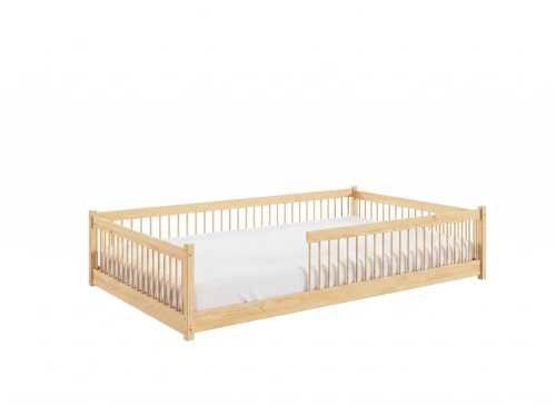 JUNIOR 120x200 unvarnished wood Montessori floor bed for children Lano Furniture