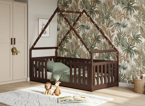 BEE 80x180 dark chocolate Montessori floor bed children's house Lano Furniture