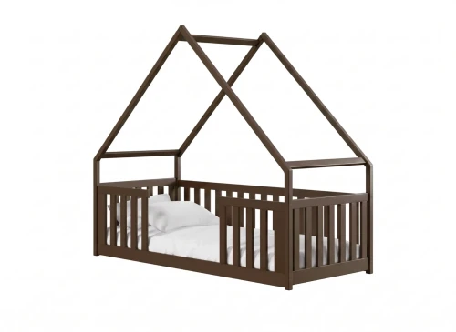 BEE 90x190 dark chocolate Montessori floor bed children's house Lano Furniture