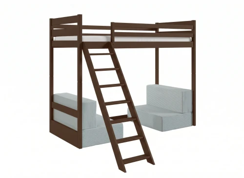 SOFENA 90x200 dark chocolate mezzanine bed with modular sofa, gray fabric, zoom 15 sage Lano Furniture