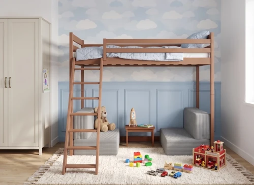 SOFENA 90x200 cinnamon loft bed with modular sofa, gray fabric, zoom 15 sage Lano Furniture
