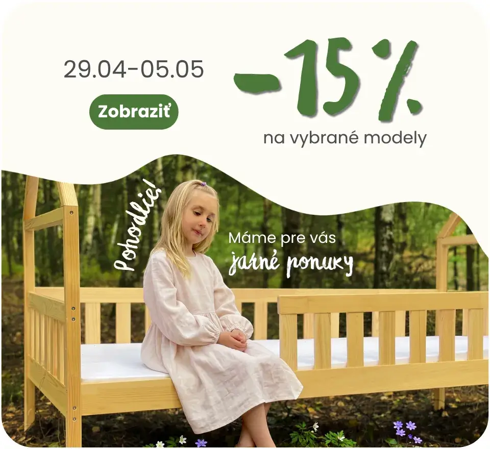 Zľava 15 % na vybrané postele od 29. apríla do 5. mája